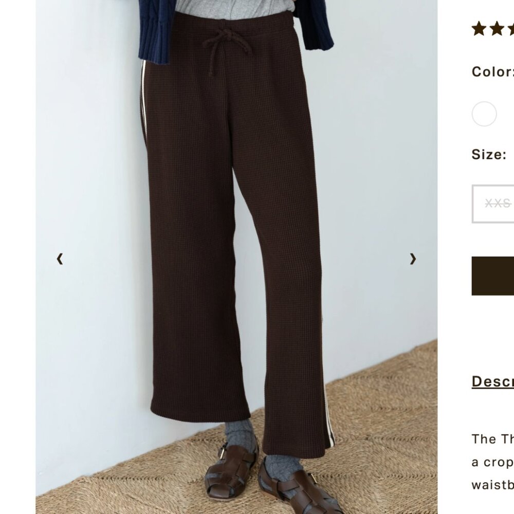 Donni Thermal Crop Stripe Pant Espresso S
